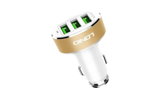 Ldnio USB Car Charger Gold with cable iphone